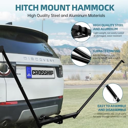Hitch Mount Hammock Stand - Includes Parachute Nylon Hammock & Hitch Hammock