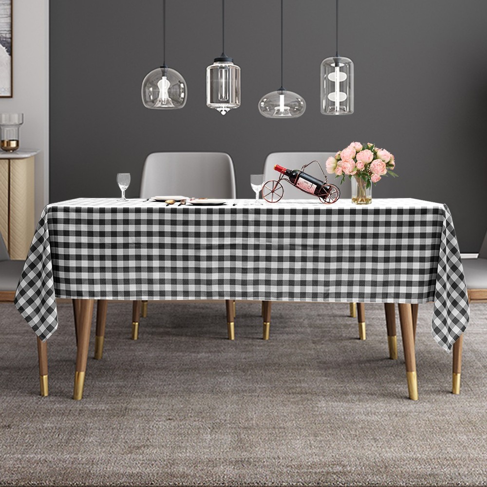 Topbuy 10PC 60x126" Rectangular Plaid Tablecloth Washable Polyester Table Cover