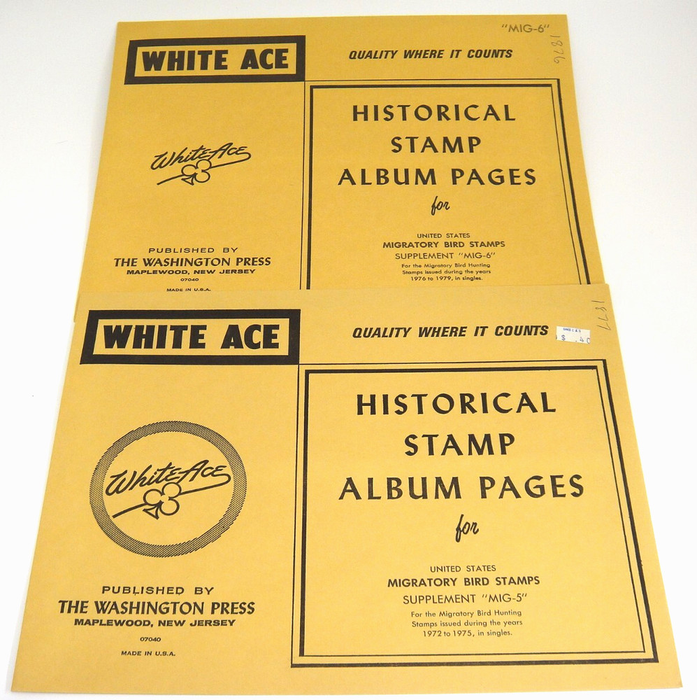 White Ace Migratory Bird Stamps Supplements 1972-1975 MIG-5 & 1976-1979 MIG-6