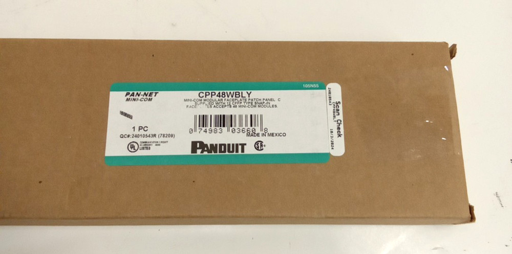 Panduit CPP48WBLY Mini-Com Modular Patch Panel with Faceplate 48 Port 2 RU Black