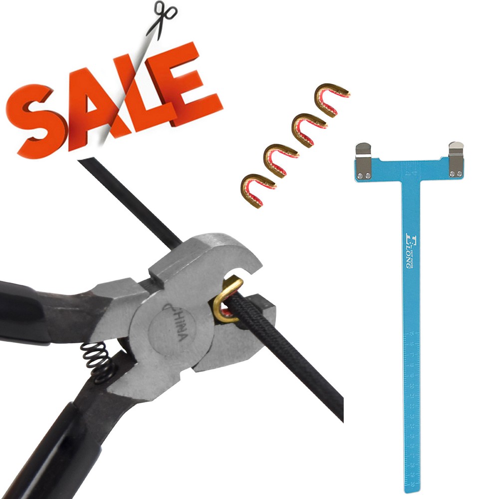 Archery Nock Pliers Set + 4 String Nocking Points + Bow T Square