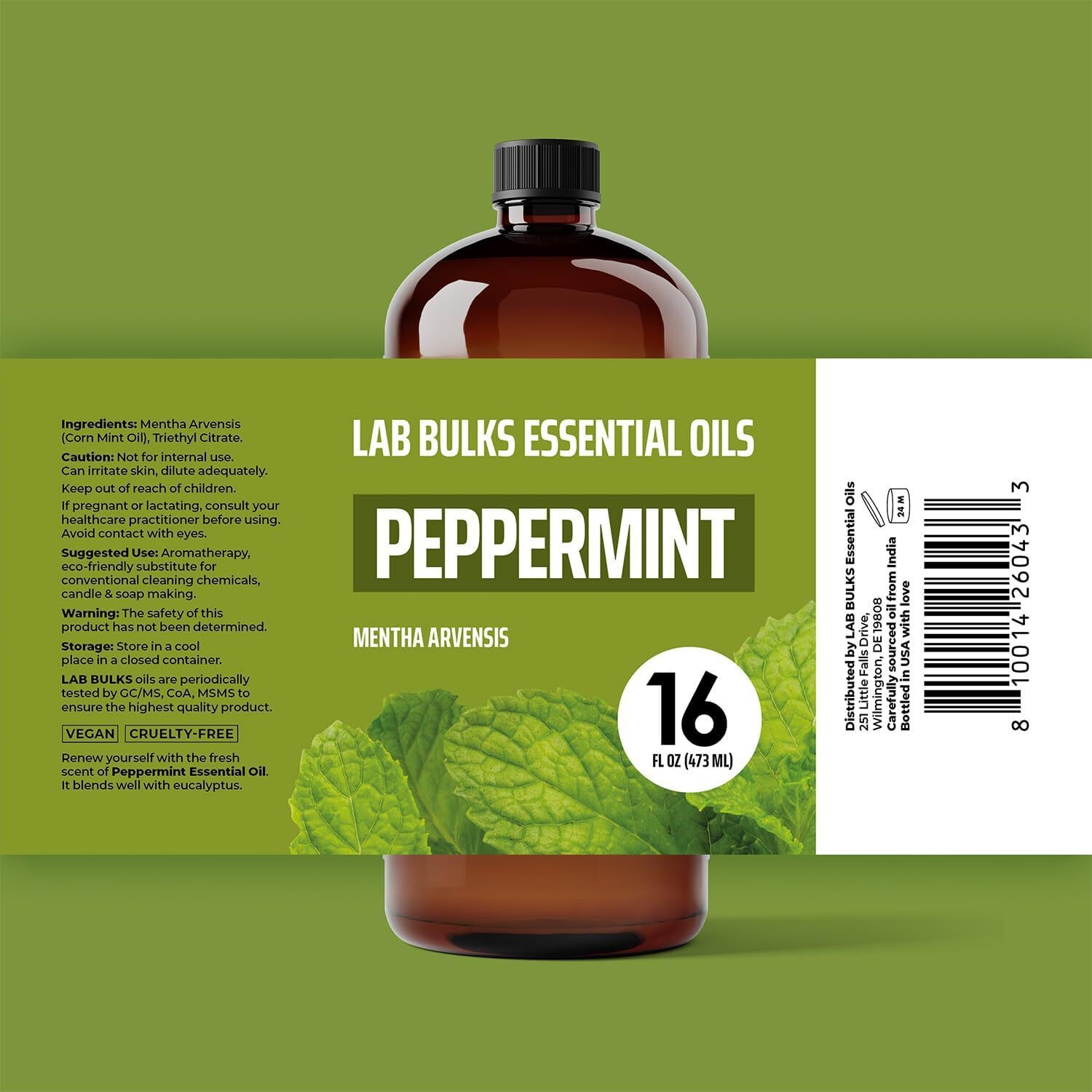 Peppermint Essential Oil, 16 oz Bottle for Diffusers, House Cleaning, Candles