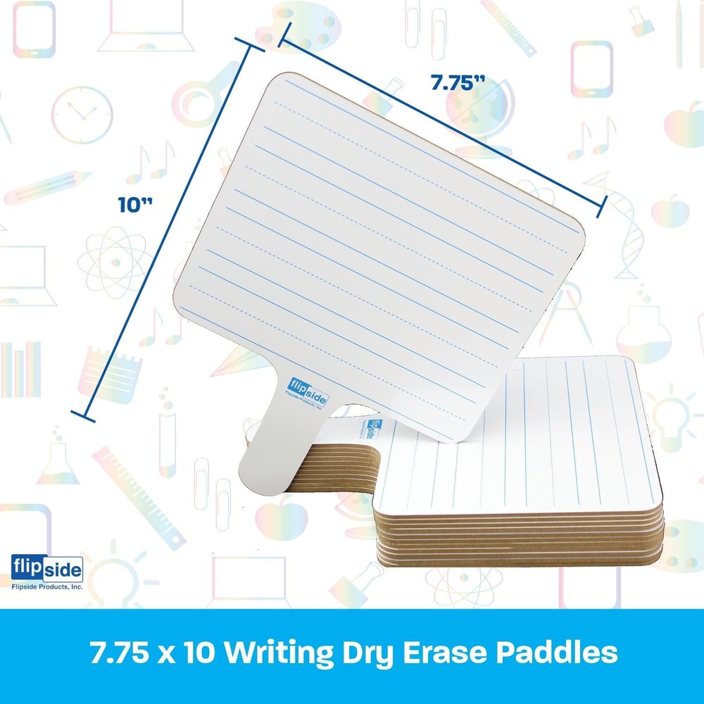 Flipside Products Rectangular Lined Dry Erase Answer Paddles, Double-Sided, A...