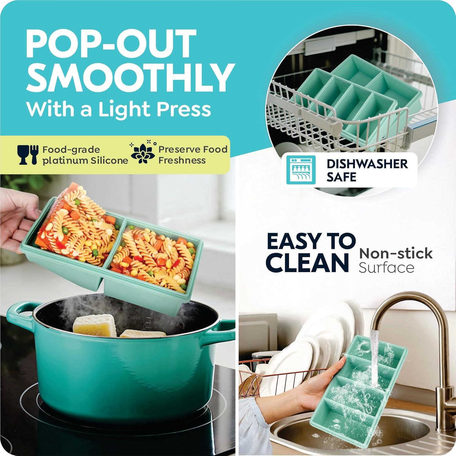 Silicone Soup Freezer Molds with Lids, 2 Cup & 1 Cup Combo, Soup Container Style