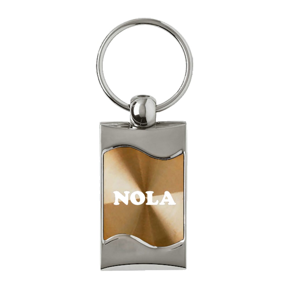 Rectangular Wave Keychain with NOLA on Gold [Single]