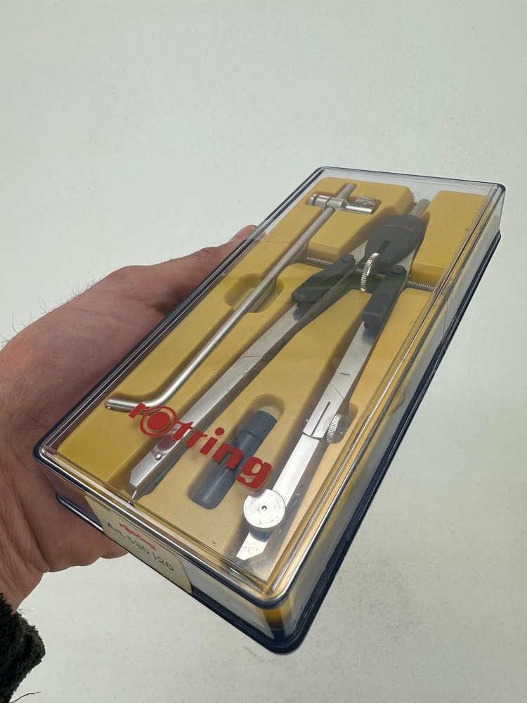 Precision Drafting Compass Set Rotring 530126 w/ Original Case Germany