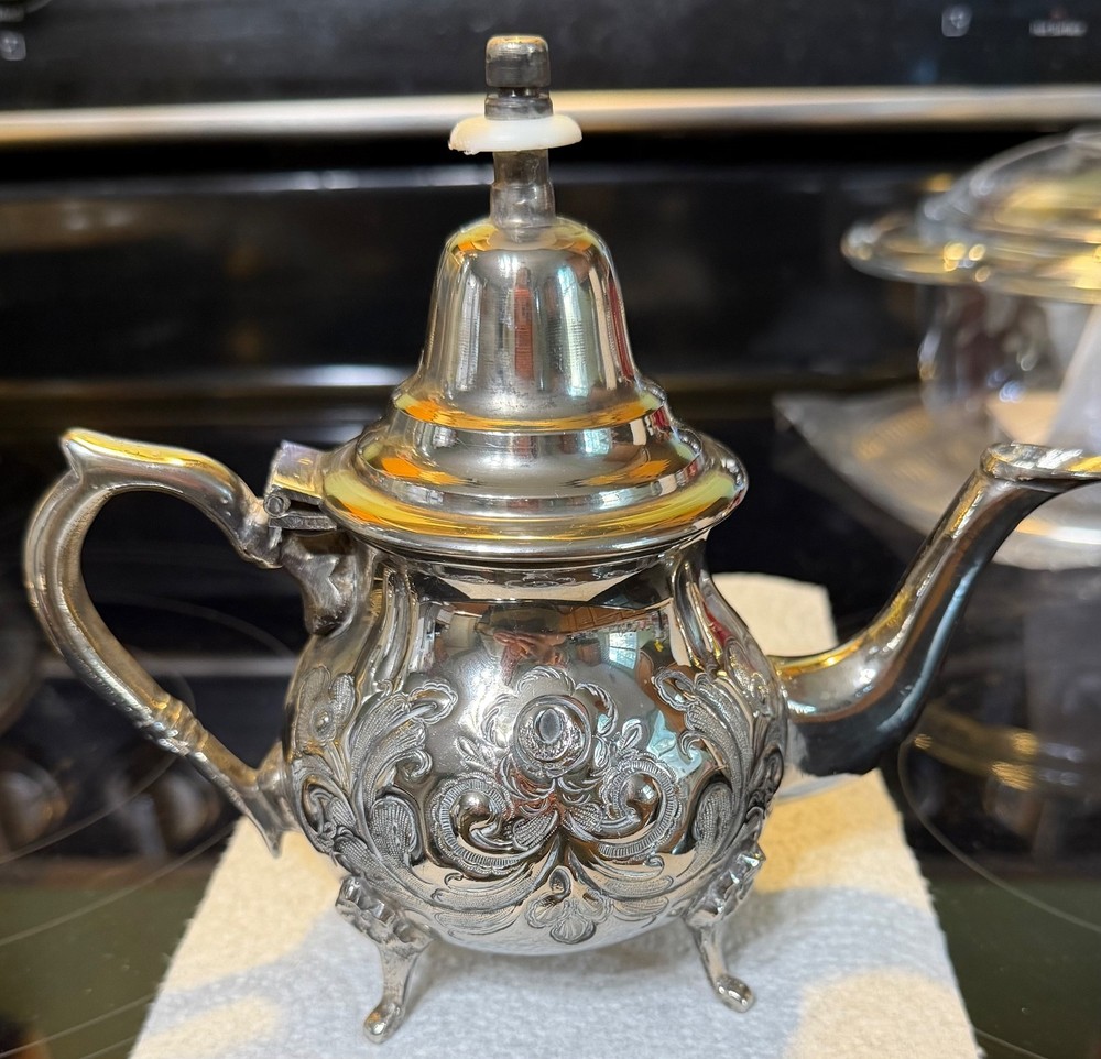 Fez Omar Al-Qabbani Moroccan Teapot Silver Plated