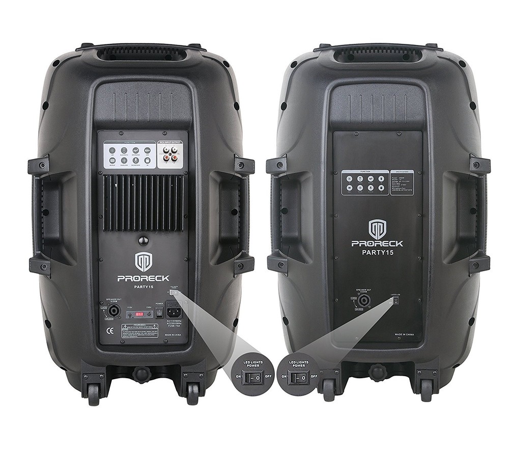 PRORECK 2000W 15" Powered DJ PA Speaker System Bluetooth/USB/SD/LED