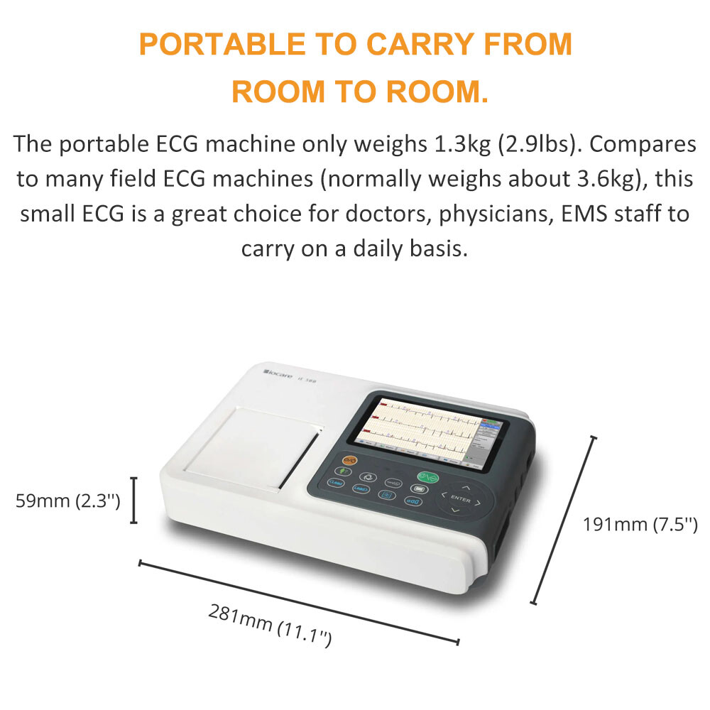 Biocare iE300 12 lead ECG Machine rapid diagnosis and instant ECG tests US