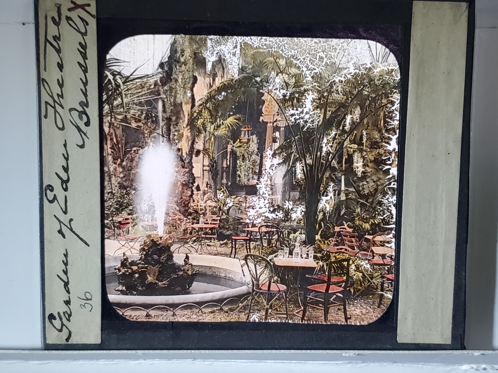 Garden of Eden Theatre, Brussels, Belgium, DAMAGED, Magic Lantern Glass Slide