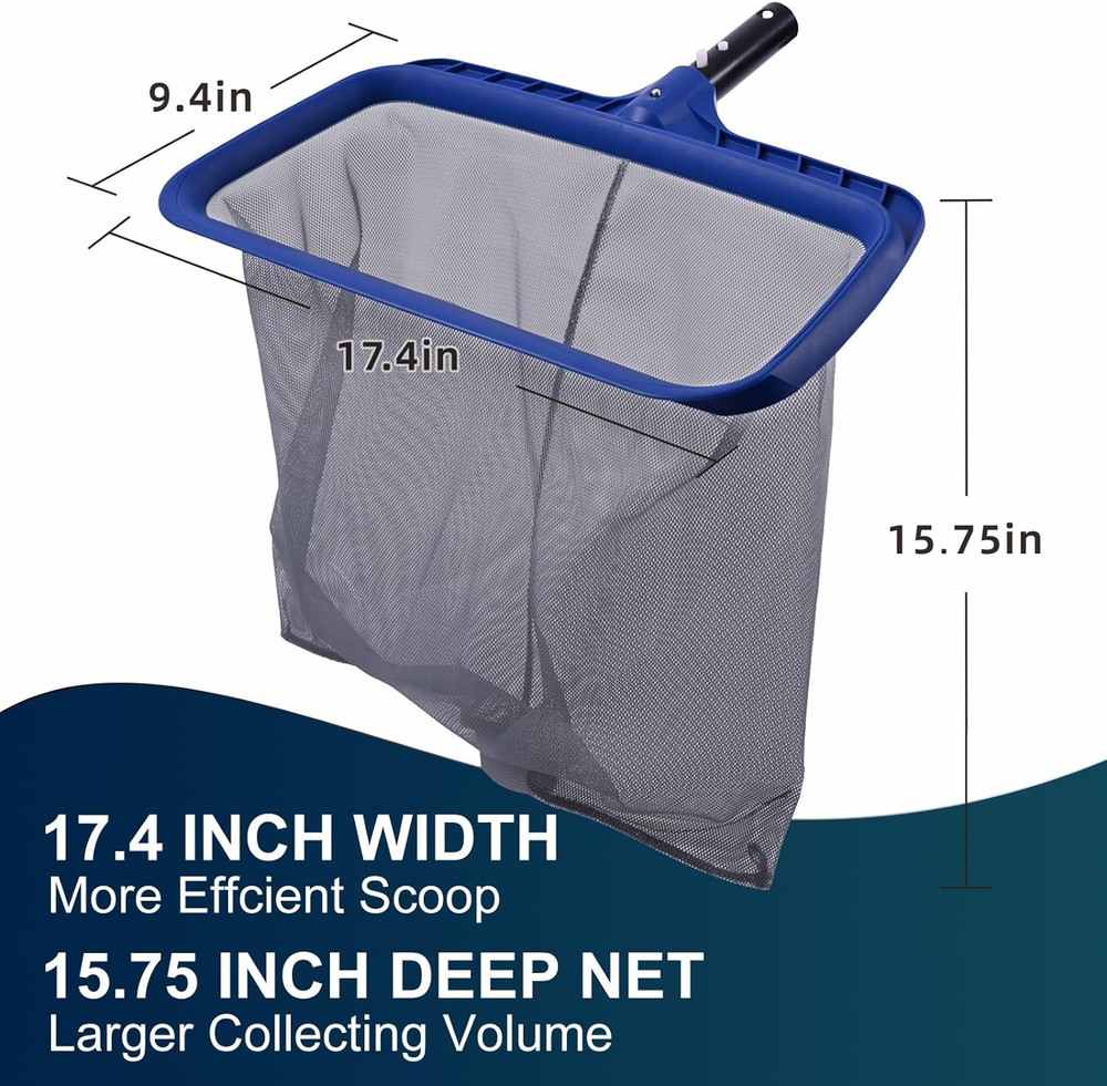 Pool Skimmer Net, Larger Capacity Pool Net Skimmer with Durable Deep Net, Stu...
