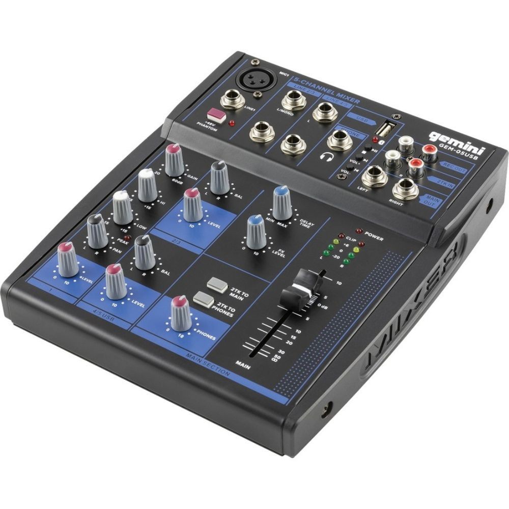 Gemini Sound GEM-05USB - 5-Channel Bluetooth Audio Mixer, USB Playback