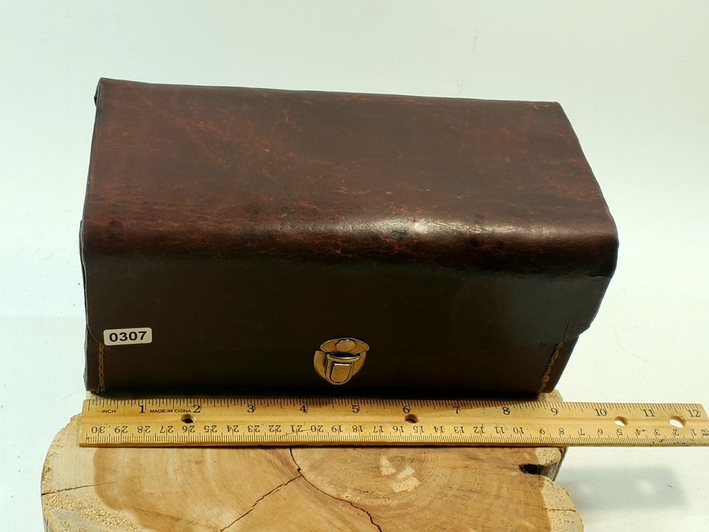 Antique leather ammunition box