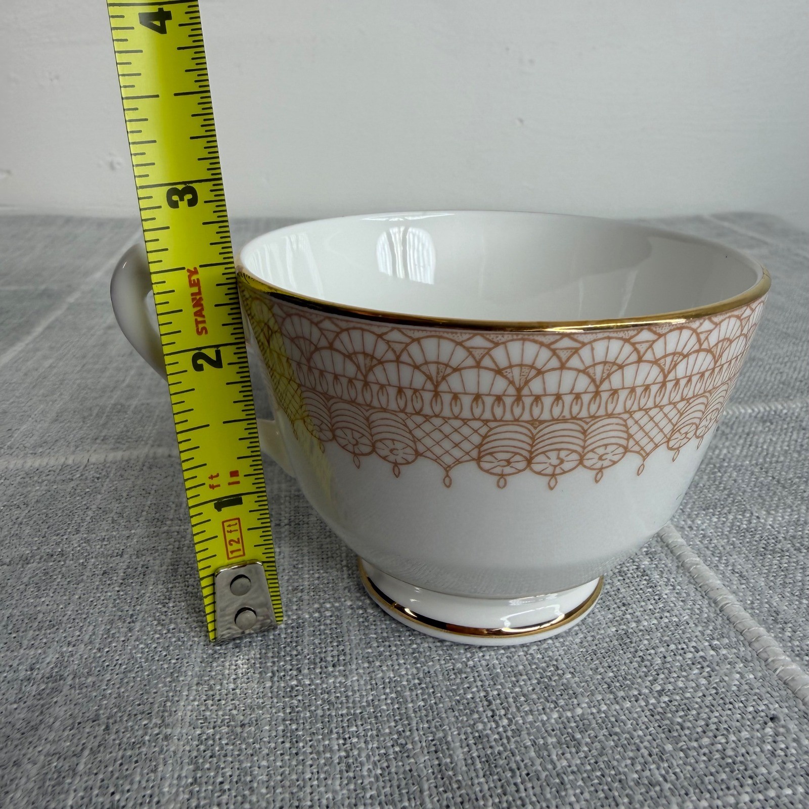 Crown Staffordshire Classic Footed Cup And Saucer Gold Lace White & Gold