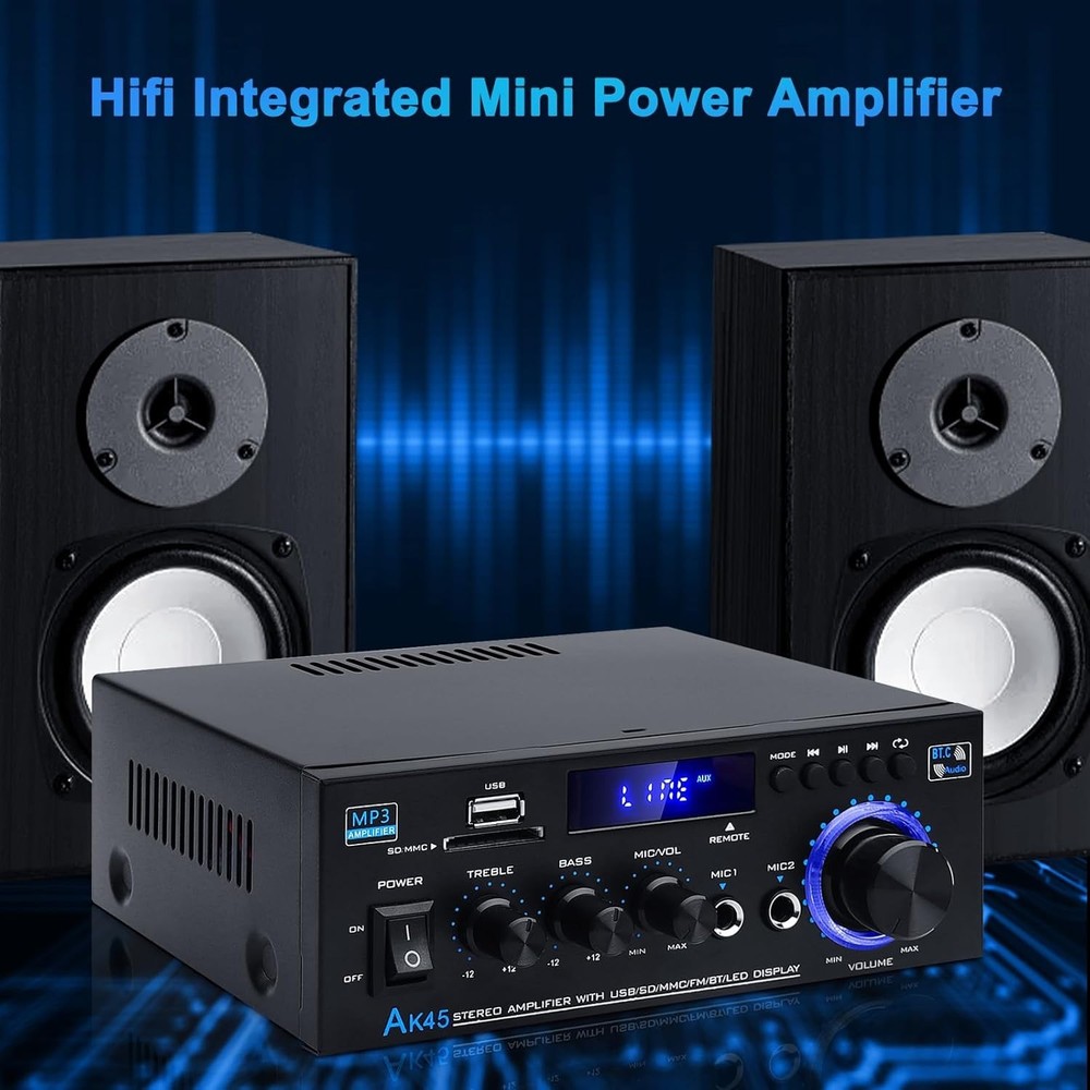 HiFi Stereo Mini Amplifier Receiver with Bluetooth 5.0