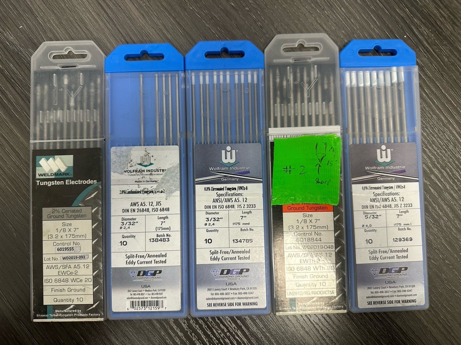 Various Tungsten Electrodes