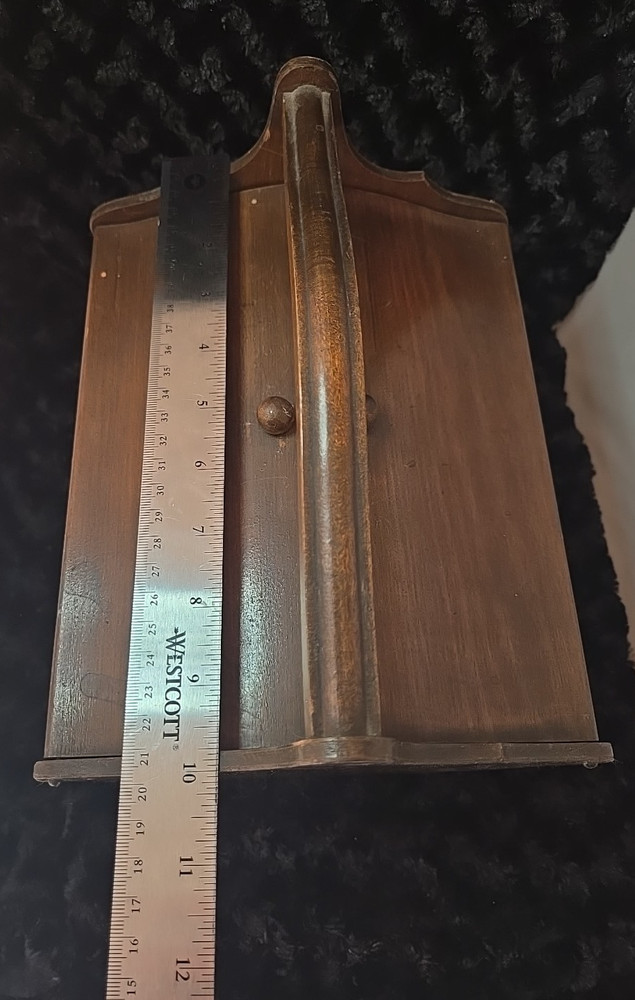 Vintage Wood Sewing Box hinged Flip Lid knobs Handle Primitive Colonial Caddy