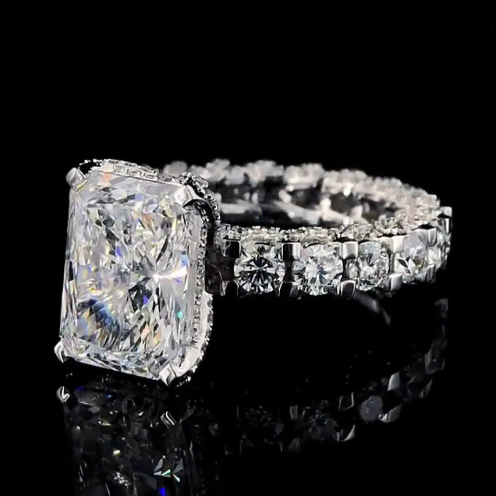 6.20 Ct Radiant Cut Diamond Wedding Ring in 14k White Gold IGI Lab Grown