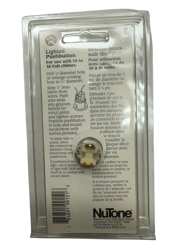 (Box of 6) NuTone PB-29LPB Pushbutton Lighted Door Bell Solid Brass Polished