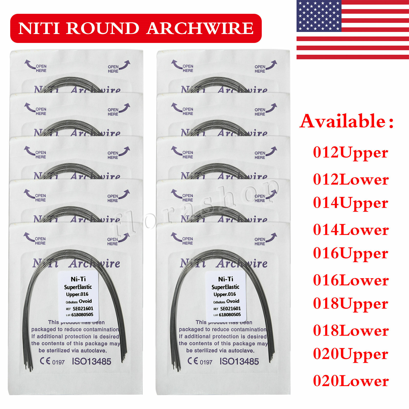 10Pcs Arcos de Dental Ortodoncia Ortho Redondos Niti Arco Alambre Su Niti Wire