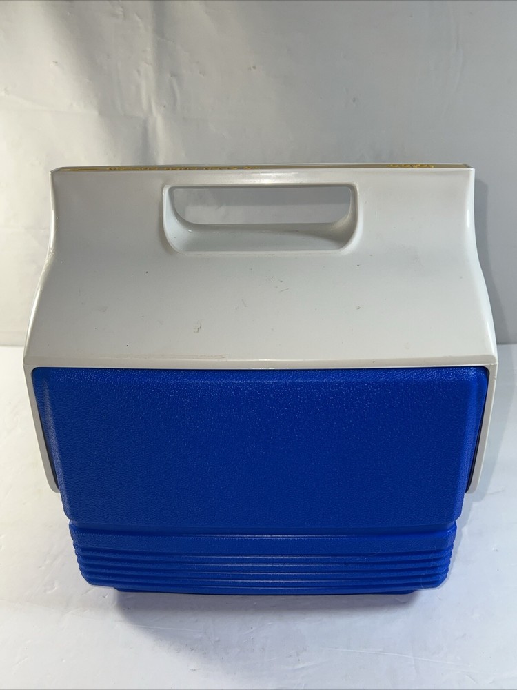 Vintage Blue & White Mini Mate Cooler By Igloo With Push Button Open