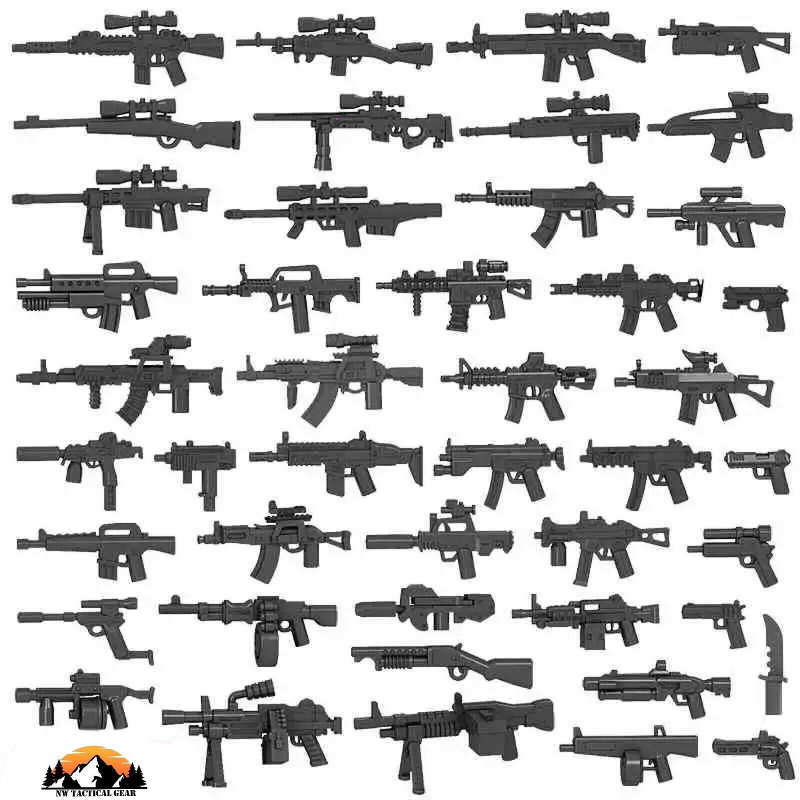 100 PCS WEAPON PACK - Various Weapons Guns, Rifles Sniper for Lego Minifigure