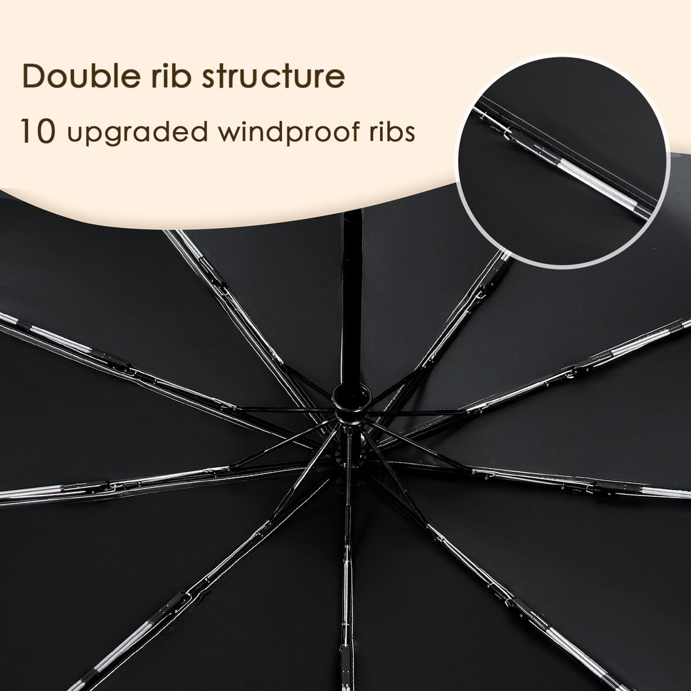 2-Pack Windproof, Waterproof, UV-Blocking Portable Travel Umbrella, Compact S...