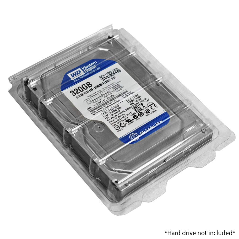 Plastic ESD Clamshell Case for 3.5" Internal Hard Drives (3.5" 10 Pack)