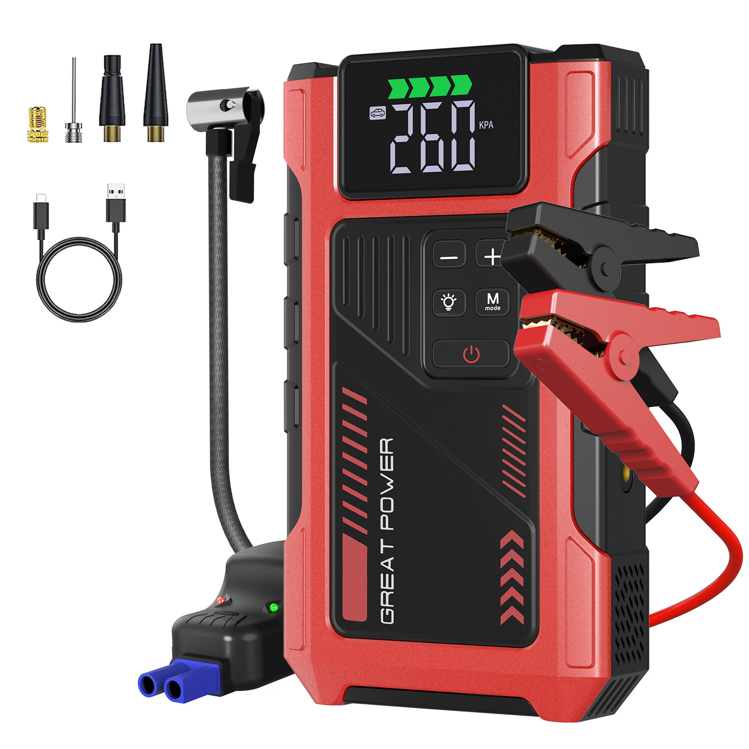 Car Jump Starter with Air Compressor Battery Pack Charger Tire Inflator 7000Amp