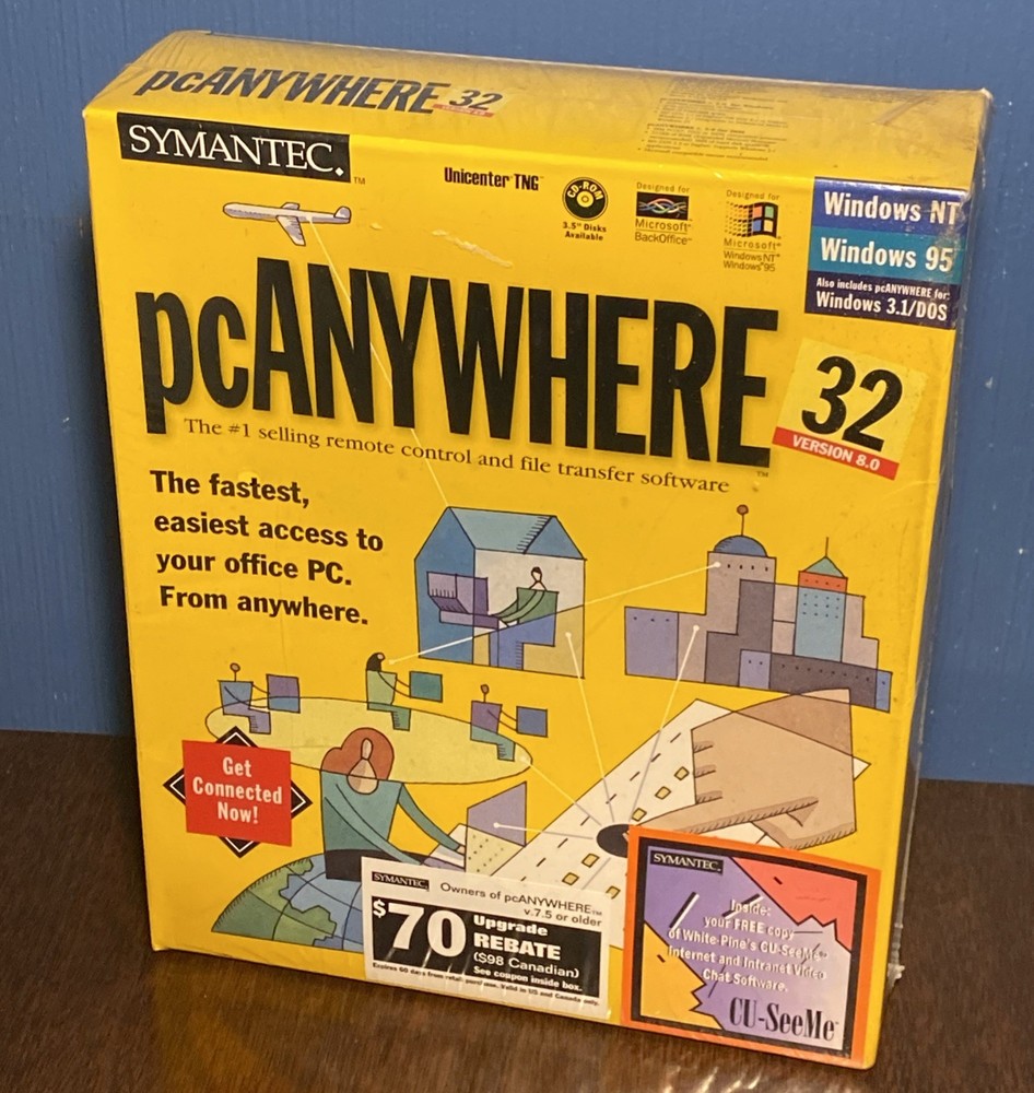 SYMANTEC PC Anywhere 32 Version 8.0 - PC CD-ROM Home Office Software, NEW SEALED