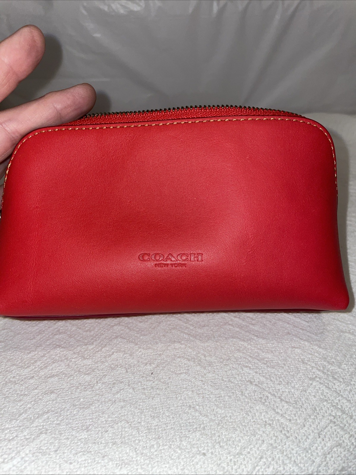 New Authentic Coach/Disney Red Leather Mickey Mouse Makeup Pouch