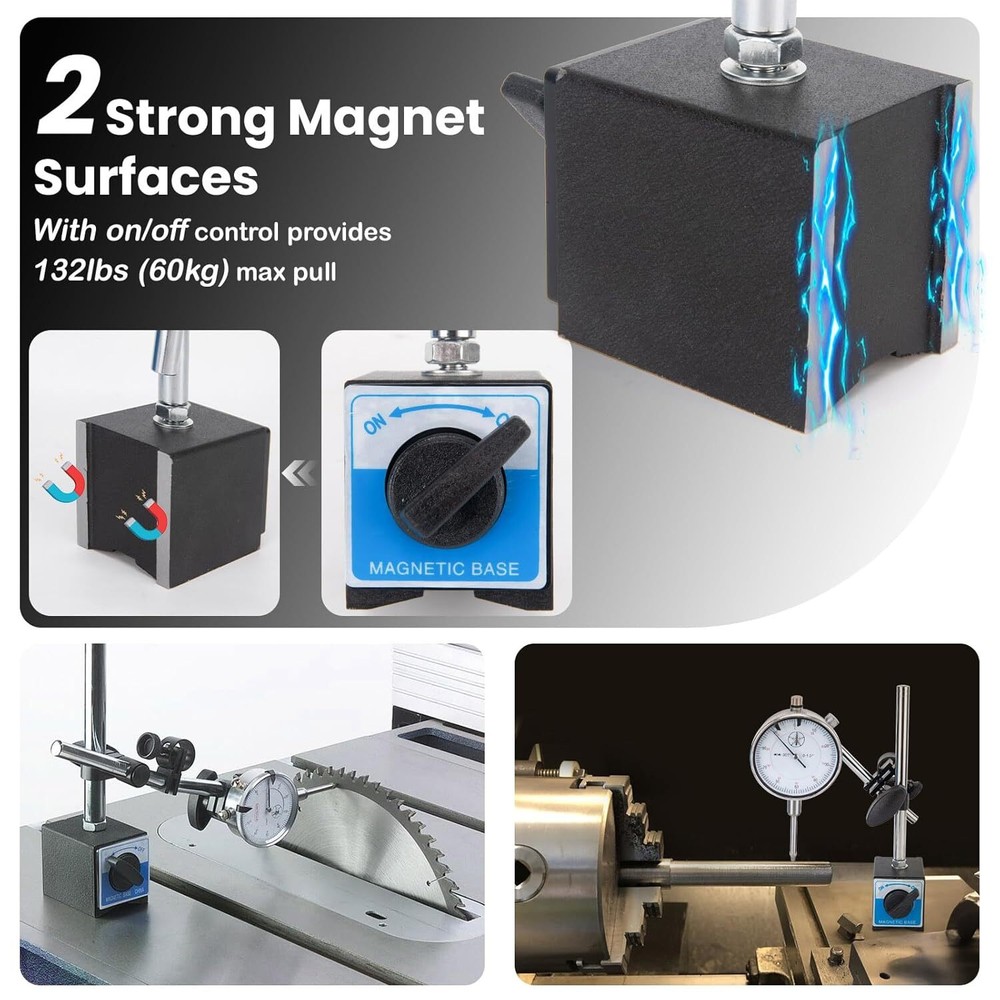 Dial Indicator with Magnetic Base 0.001"Precision Gauge Test Indicator Point Set