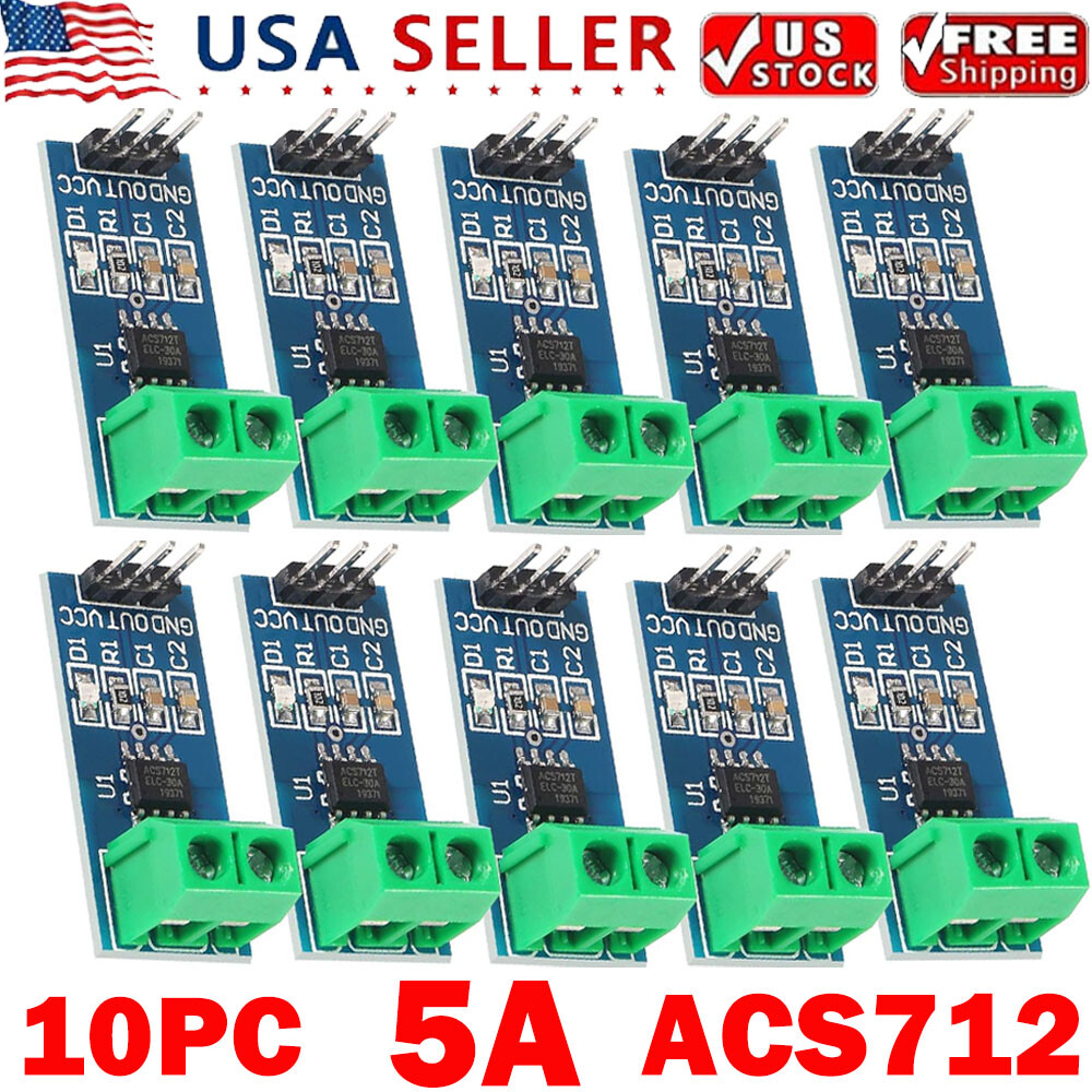 10PCS New Design 5A Range Current Detect Sensor Modules ACS712 For  USA