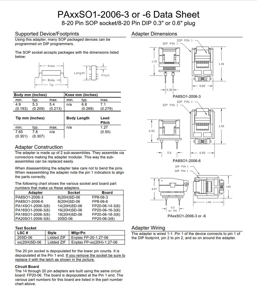 Logical Systems PA8SO1-2006-6 Chip Programming Socket Adapter SOP 8 used
