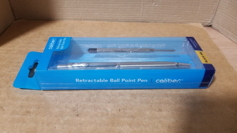 Caliber Retractable Medium Point Black ink BallPoint Pen & Refill, Damaged pack