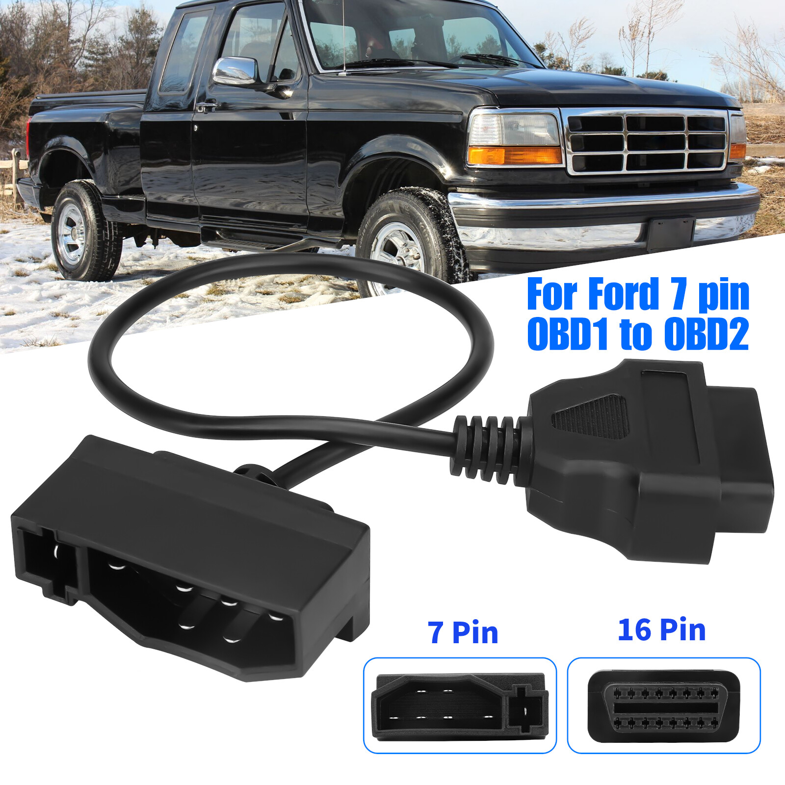 7 Pin OBD1 to 16 Pin OBD2 Convertor Adapter Cable Code Reader Scanner For Ford