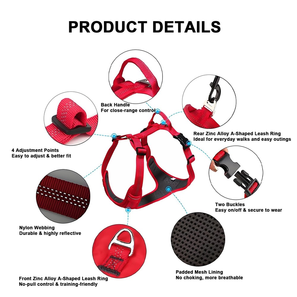 No Pull Dog Harness for Medium Dogs, Adjustable, Reflective Breathable Padded...