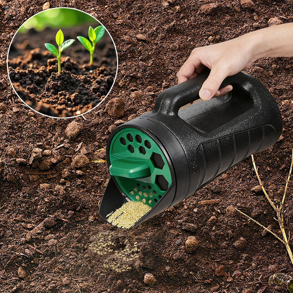 Adjustable Handheld Seed Shaker – Hand Spreader - 90Oz Capacity Multi-Purpose Sp