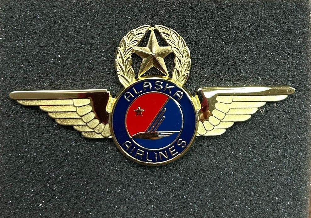 Alaska Airline Captain Wing (Screw & Nut backing)