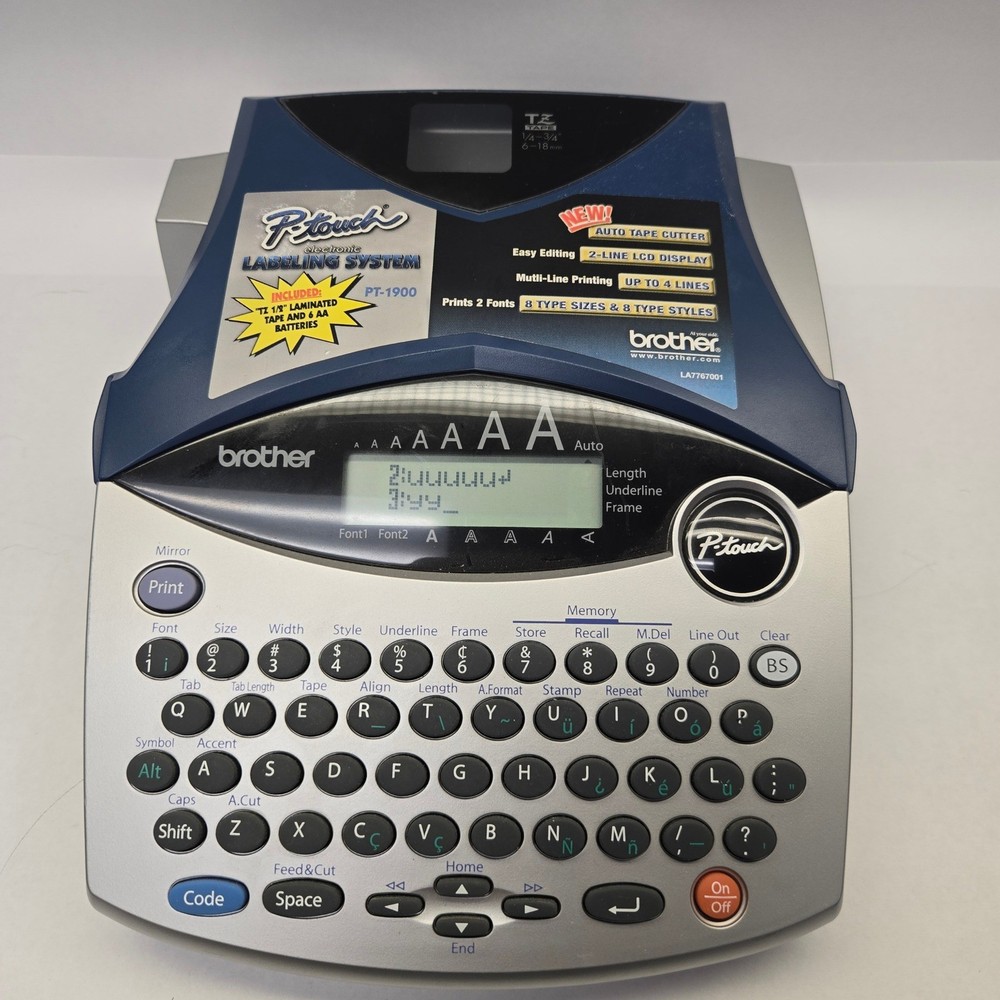 Brother P-Touch PT-1900 Electronic Labeling System Label Maker Blue Silver