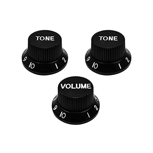 Speed Control Knobs 1 Volume 2 Tone Guitar Knob Set Fit ST Style Black