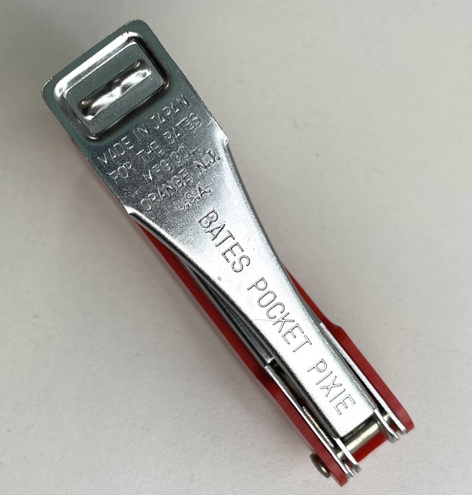 Bates Pocket Pixie Stapler Red with Box of Staples