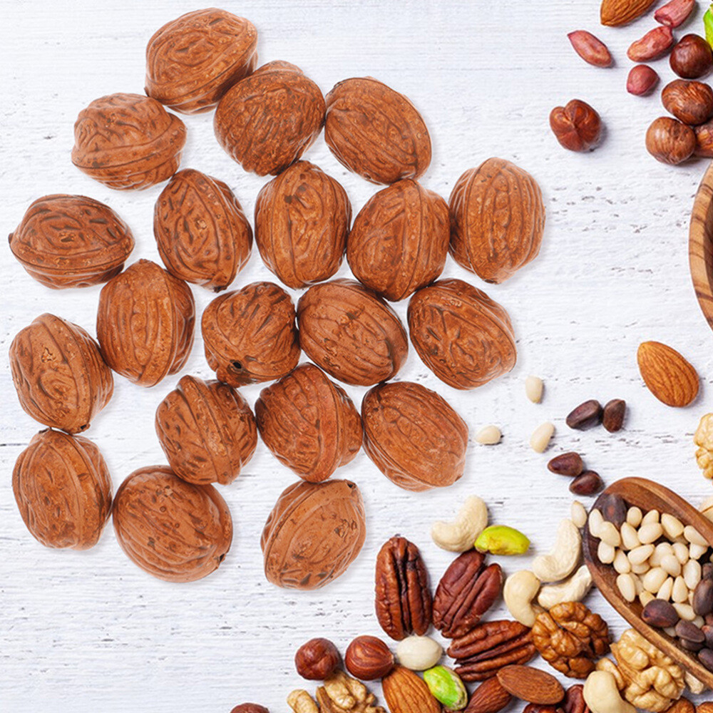 50PCS Artificial Walnut Models Fake Walnut Prop Simulation Nut Models Home Decor