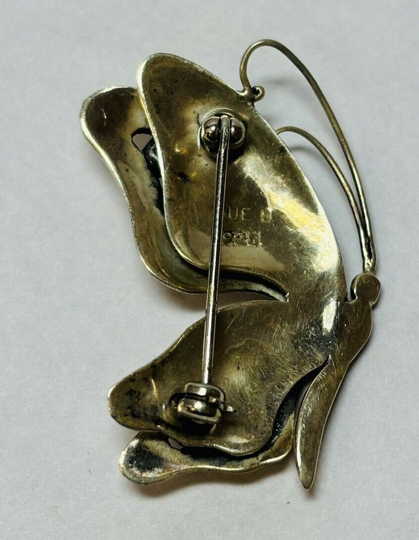 Sue B Sterling 925 Silver Butterfly Pearl Pin - .21