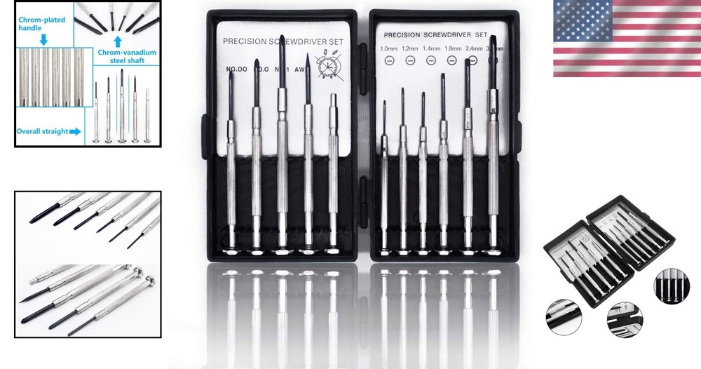 Durable 11PCS Precision Screwdriver Set - Ideal for Electronics & Watches