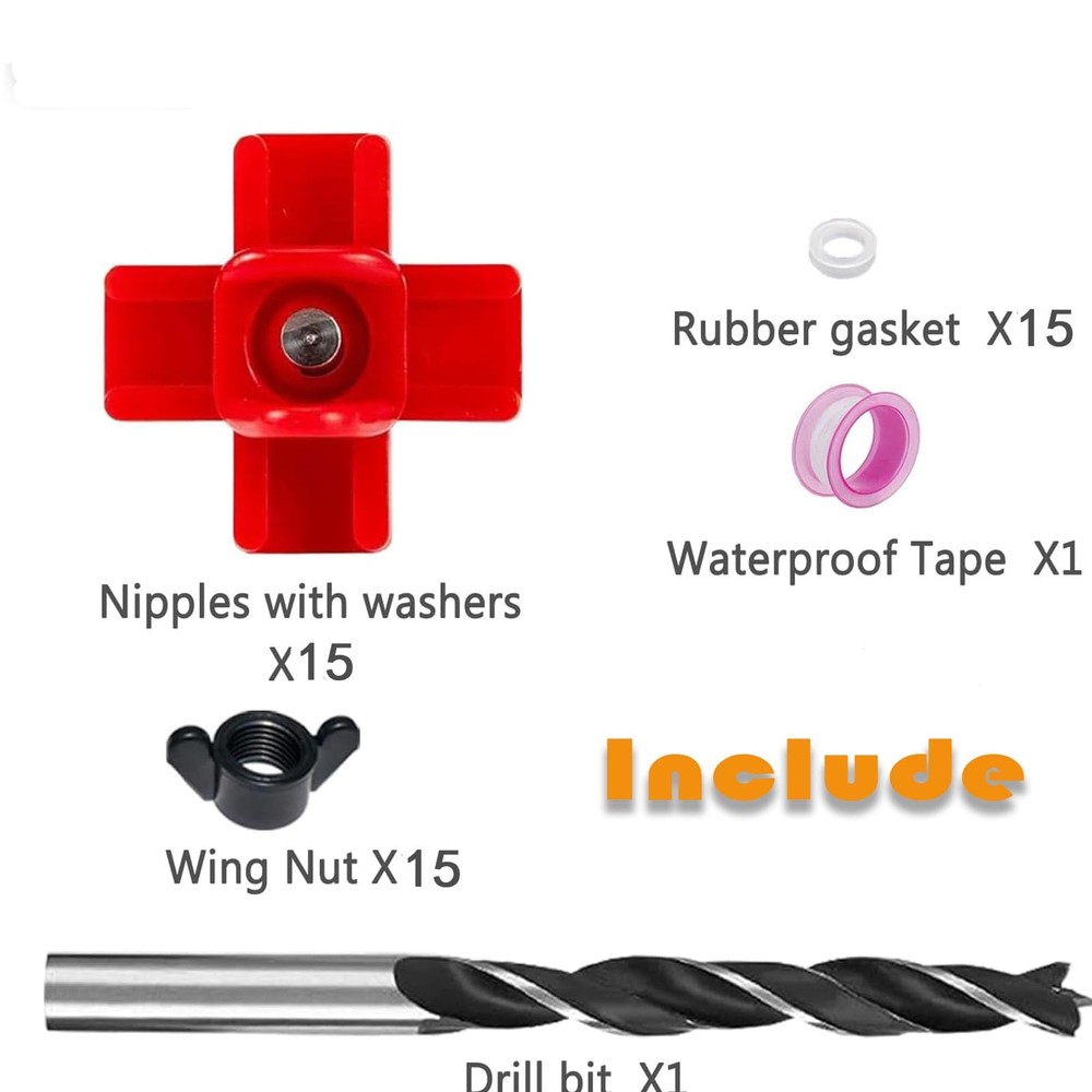 15 pcs Chicken Waterer Nipples with Drill Bits,Horizontal Automatic red