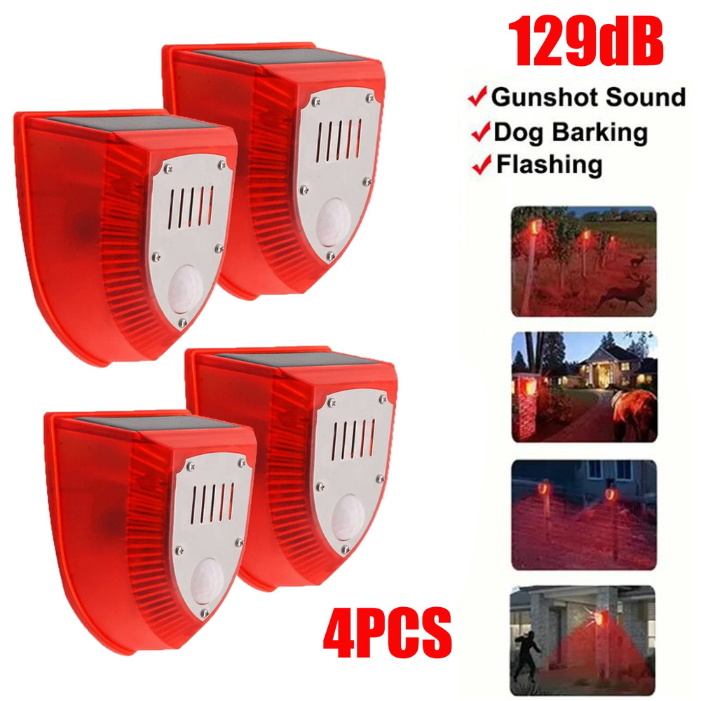 Solar Alarm LED Light Solar Strobe Light Wireless Motion Sensor Detector Outdoor