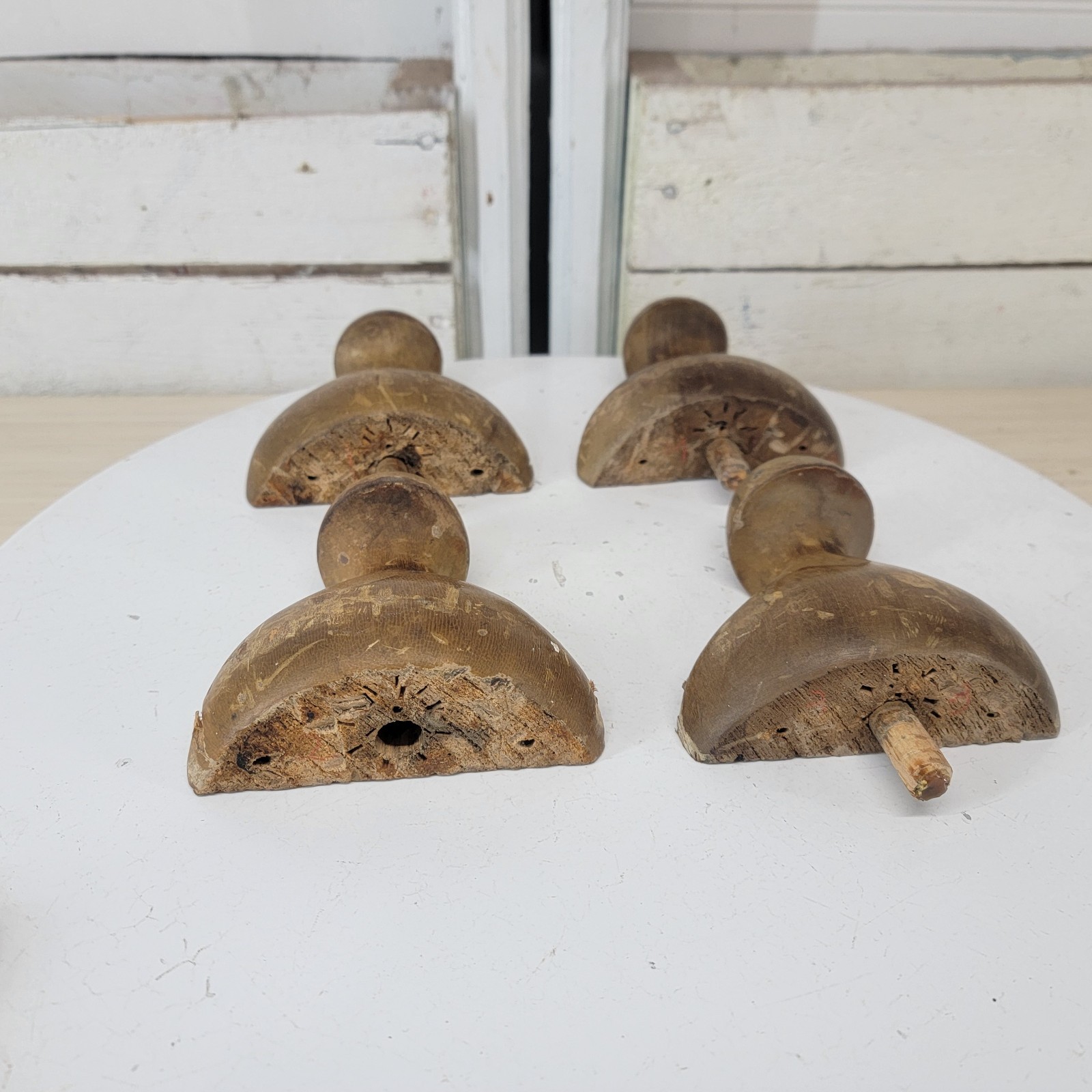 Set of 4 Vintage Solid Wood Furniture Feet Legs Salvaged Cabinet Sofa