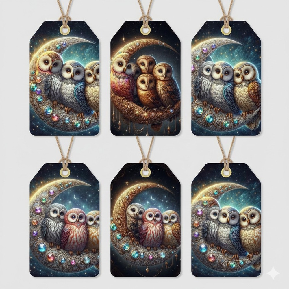 Cute Owls Tags Set Junk Journal Scrapbook