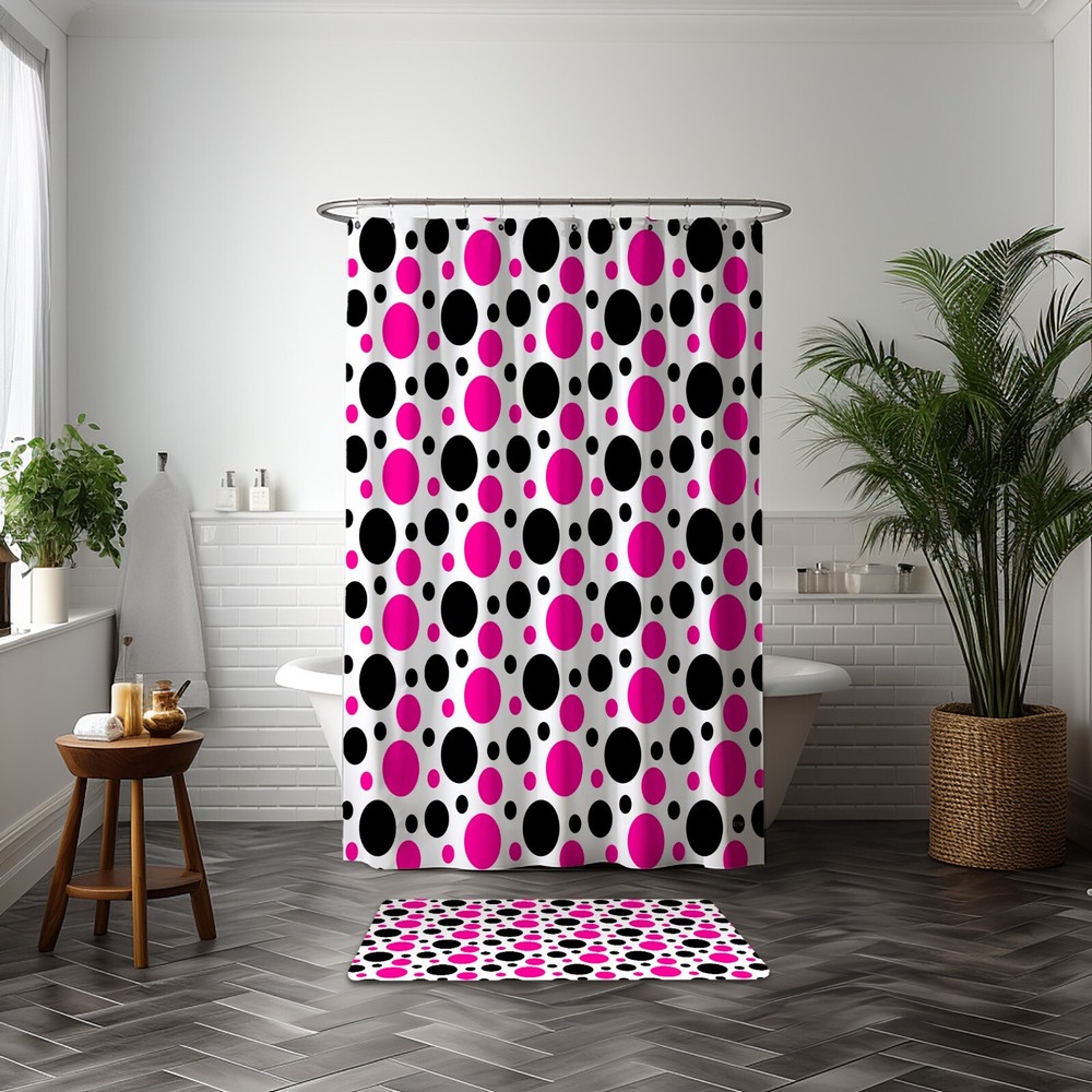 Berry Pink Dotted Memory Foam Bath Mat